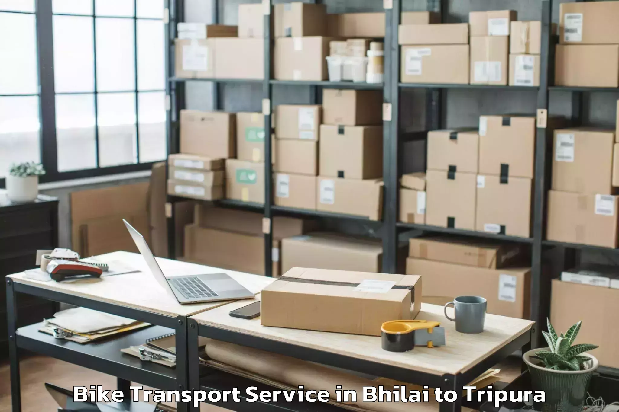 Top Bhilai to Manughat Bike Transport Available